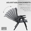 Outsunny Set of 4 Outdoor Wicker Folding Chairs, Patio PE Rattan Dining Armrests Chair set with 7 Levels Adjustable Backrest, for Outdoors, Camping, Grey