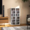 HOMCOM 204 CD Media Display Shelf Unit Set of 2 Blu-Ray Tower Rack w/ Adjustable Shelves Bookcase Storage Organiser, High Gloss White