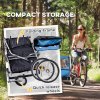 HOMCOM 2 Seat Bike Trailer for Kids, Baby Bike Stroller with 5 Point Harness, Child Bicycle Trailer with Safety Flag, Reflectors, Windproof Curtain, for 18+ Months, Blue