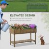 Outsunny Wooden Herb Planter with 8 Pocket, Raised Bed Container Garden Planter Boxes, 110L x 46W x 76Hcm, Brown