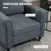 HOMCOM Armchair, Upholstered Accent Chair, Occasional Fireside Chair with Back Pillow and Rubber Wood Legs, Single Sofa for Living Room, Reading Room