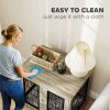PawHut Dog Crate Furniture, Dog Cage with Soft Washable Cushion, Furniture-Style Pet Kennel Indoor House End Side Table for Small Medium Breeds, 80 x 56 x 63 cm, Grey