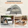 PawHut Elevated Dog Bed with Removable Canopy, Portable Cooling Raised Pet Cot with Breathable Mesh, Storage Bag, for Indoor Outdoor Use, for Small Medium Dogs, 76 x 61 x 70 cm, Light Grey