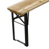 Outsunny Portable Folding Camping Picnic Trestle Beer Table and Bench Set Garden BBQ Chairs Stools Wooden Wood (120cm(L) x 25cm(W) x 46cm(H))