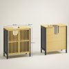 HOMCOM Under Sink Bathroom Cabinet, Bamboo Sink Storage Cabinet, Bathroom Vanity Unit with 2 Slat Doors, Adjustable Shelf and U-Shape Slot for Pipe Fit