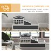 PawHut Tortoise House 3-Room Wooden Tortoise Enclosure Large Reptile Cage with 2 Stories, Ladder, Balcony, Tray, Openable Roof, 59H x 112L x 65Wcm, Grey