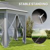 Outsunny 3 x 4m Garden Gazebo Hexagon Pop Up Gazebo Party Tent Canopy Double Roof Instant Shelter with Netting and Carry Bag for Outdoor Patio, Dark Grey