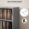 HOMCOM 204 CD Media Display Shelf Unit Set of 2 Blu-Ray Tower Rack w/ Adjustable Shelves Bookcase Storage Organiser, High Gloss Grey