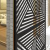 Outsunny Decorative Garden Privacy Screen with Stand, 6.5FT Freestanding Metal Outdoor Divider, Decorative Privacy Panel with Expansion Screws for Garden Pool Hot Tub, Rhombus Style, Black