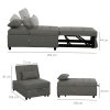 HOMCOM 4-in-1 Sofa Bed, Convertible Sleeper Chair Bed with Adjustable Backrest, Fabric Pull Out Chaise Lounge with Pockets for Living Room, Bedroom, Home Office, Small Space, Charcoal Grey