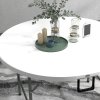 Outsunny Folding Garden Table, 122 cm Round HDPE Outdoor Picnic Table for 6, Metal Frame for Patio, Park, White
