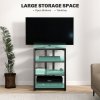 HOMCOM HiFi Stand, 4-Tier Media Storage Shelf with Adjustable Shelves, Power Strip Rack for Router, Record Player, Printer, Industrial TV Stand for up to 28 Inch TVs