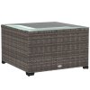 Outsunny Outdoor Coffee Table, PE Rattan Side Table with Tempered Glass Top, Wicker Square Garden Coffee Table End Table with Steel Frame for Patio, Balcony, 60 x 62 x 38cm, Dark Grey