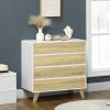 HOMCOM Chest of Drawers, 4-Drawer Storage Cabinet Organiser with Legs for Bedroom, Living Room, White and Oak