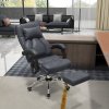 Vinsetto Office Chair with Lumbar Massage, 135° Reclining Computer Chair with Adjustable Headrest, Retractable Footrest, 10cm Double Padded Seat, Microfiber Fabric, Metal Base, Dark Grey