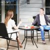 Outsunny Folding Garden Chairs Set of 2, PE Rattan Garden Dining Chairs with Armrests, High Back and Steel Frame, Weather Resistant Outdoor Dining Furniture for Patio, Balcony, Black