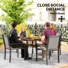 Outsunny 5 Piece Garden Furniture Set, Garden Dining Set with Round Table and 4 Stackable Chairs, Steel Frame, for Outdoor, Patio, Terraces, Dark Grey