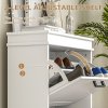 HOMCOM 2 Drawers Entryway Shoe Cabinet, Narrow Shoe Storage Cabinet with 2 Flip Drawers and Adjustable Shelves for 10 Pairs of Shoes, White