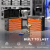 HOMCOM 4 Drawers Large Tool Box, Powder Coated Steel Toolbox with Top Tray, Mini Parts Boxes, Ball Bearing Runners, Handle, Heavy Duty Tool Chest for Workshop, Garage, 497mm x 253mm x 407mm, Orange