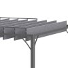 Outsunny 3 x 3(m) Outdoor Louvered Pergola with Adjustable Roof, AluminIum Patio Gazebo Canopy with Ground Stakes for Patio, Lawn, Garden, Grey