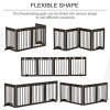 PawHut Freestanding Pet Gate 4 Panel Wooden Dog Barrier Folding Safety Fence with Support Feet up to 204cm Long 61cm Tall for Doorway Stairs Brown