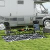 Outsunny Reversible Outdoor Rug with LED String Lights, Waterproof Plastic Straw Mat with Carry Bag for Garden, Deck, RV, Picnic, Beach, Camping, 182 x 274cm, Black and White
