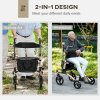 HOMCOM Folding Rollator with Cane Holder, Adjustable Handle Height and Aluminum Frame, 4 Wheeled Mobility Walker with Seat and Bag, Gold