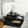 HOMCOM Bedside Table with LED Light, Nightstand with 2 Drawers and High Gloss Front, USB Powered Side Table with Remote for Bedroom, Living Room, Black