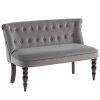 HOMCOM Loveseat with Wood Frame, Compact 2 Seater Sofa, Button Tufted Chaise Lounger with Carved Legs, Vintage Design for Bedroom Living room, Charcoal Grey