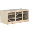 PawHut Wooden Hamster Cage, Small Animals Hutch with Tray, Openable Top, Exercise Play House Pen, 115L x 57W x 55Hcm, Natural