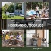 Outsunny ??45cm Garden Side Table, Outdoor Round Folding Patio Table with Imitation Marble Glass Top, Small Coffee Table, Black
