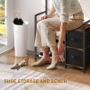 HOMCOM Coat Rack with Bench and Shoe Storage, 4-in-1 Coat Stand with 15 Coat Hooks, 2 Fabric Drawers for Hallway, Living Room, Bedroom, Rustic Brown