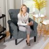 HOMCOM Armchair, Upholstered Modern Accent Chair with High Back, Rolled Arms and Wood Legs, Soft Thick Padded Living Room Chair