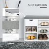 HOMCOM Shoe Bench with Seat Cushion Shoe Storage Cabinet with 7 Compartments Drawer Adjustable Shelves for Entryway Hallway Living Room