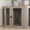 PawHut Dog Crate Furniture, Side Table Dog Kennel with Cushion, Large Door, for Large Dogs - Walnut Brown