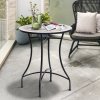 Outsunny 60 cm Mosaic Garden Table, Small Round Outdoor Side Table with Ceramic Top, Plant Stand for Patio, Balcony, Orange and White