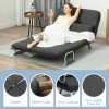 HOMCOM 2 Seater Sofa Bed, Click Clack Convertible Bed Settee, Modern Velvet Feel Fabric Sofa with 2 Cushions for Living Room, Bedroom, Guest Room