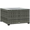 Outsunny Outdoor Coffee Table, PE Rattan Side Table with Tempered Glass Top, Wicker Square Garden Coffee Table End Table with Steel Frame for Patio, Balcony, 60 x 62 x 38cm, Light Grey