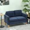 HOMCOM 2 Seater Sofa with Storage, Compact Loveseat Sofa with Solid Wood Legs, Corduroy Small sofa Settee for Living Room, Bedroom, Home Office, 117 x 63 x 79cm, Blue