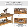 Outsunny Wooden Garden Coffee Table, Outdoor Side Table with Bottom Storage Shelf for Patio, Deck, Lawn, Garden, 90 x 45 x 43 cm, Teak