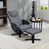 HOMCOM Rocker Swivel Recliner Chair with Footstool, Linen Fabric Recliner Armchair with Ottoman, Wood Base, Upholstered Reclining Chair for Living Room, Bedroom, Office, Charcoal Grey