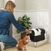 PawHut XL Stainless Steel Litter Box with Lid, Extra Large Enclosed Litter Tray with Scoop & 180 Flip Front Cover, Anti-Leakage, Non-Sticky, Non-Odour, Easy Cleaning, for Big Cats, Panda Style
