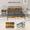 HOMCOM 5ft King Size Bed Frame with Headboard, Platform Bed Frame with Underbed Storage, Slat Support, No Box Spring Needed, Easy Assembly, Rustic Brown