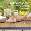 Outsunny 94 x 94 cm Garden Table with Parasol Hole, Outdoor Dining Table for 4, Square Patio Table with Stone-Grain Effect PC Board Top for Patio, Garden, Brown