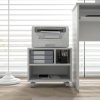 HOMCOM 2-Tier Printer Stand with Storage, Under Desk Printer Cart on Wheels with 3 Compartments, Desktop Printer Table for Home Office, White