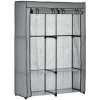 HOMCOM Fabric Wardrobe, Portable Fabric Cabinet, Foldable Coat Rack with 4 Shelves, 2 Hanging Rails, 118 x 49 x 170 cm, Light Grey