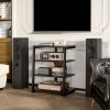 HOMCOM HiFi Stand, 4-Tier Media Storage Shelf with Adjustable Shelves, Power Strip Rack for Router, Record Player, Printer, Industrial TV Stand for up to 28 Inch TVs