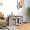 PawHut Dog Crate Furniture, Dog House Furniture Style for Medium Breeds, Pet Kennel with Removable Cushion for Indoor Use, 80 x 54 x 57cm, Brown