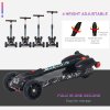 HOMCOM Kids Scooter, 3 Wheel Foldable Kick Scooter Adjustable Height w/ Flashing Wheels, Music, Water Spray for 3-6 Years, Black