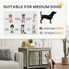 PawHut Dog Crate Furniture on Wheels, Dog Cage End Side Table with Lockable Double Doors, for Medium Breeds, 80 x 56 x 62.5cm, Grey